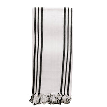 Load image into Gallery viewer, Natural + Black Stripes Turkish Cotton Hand Towel
