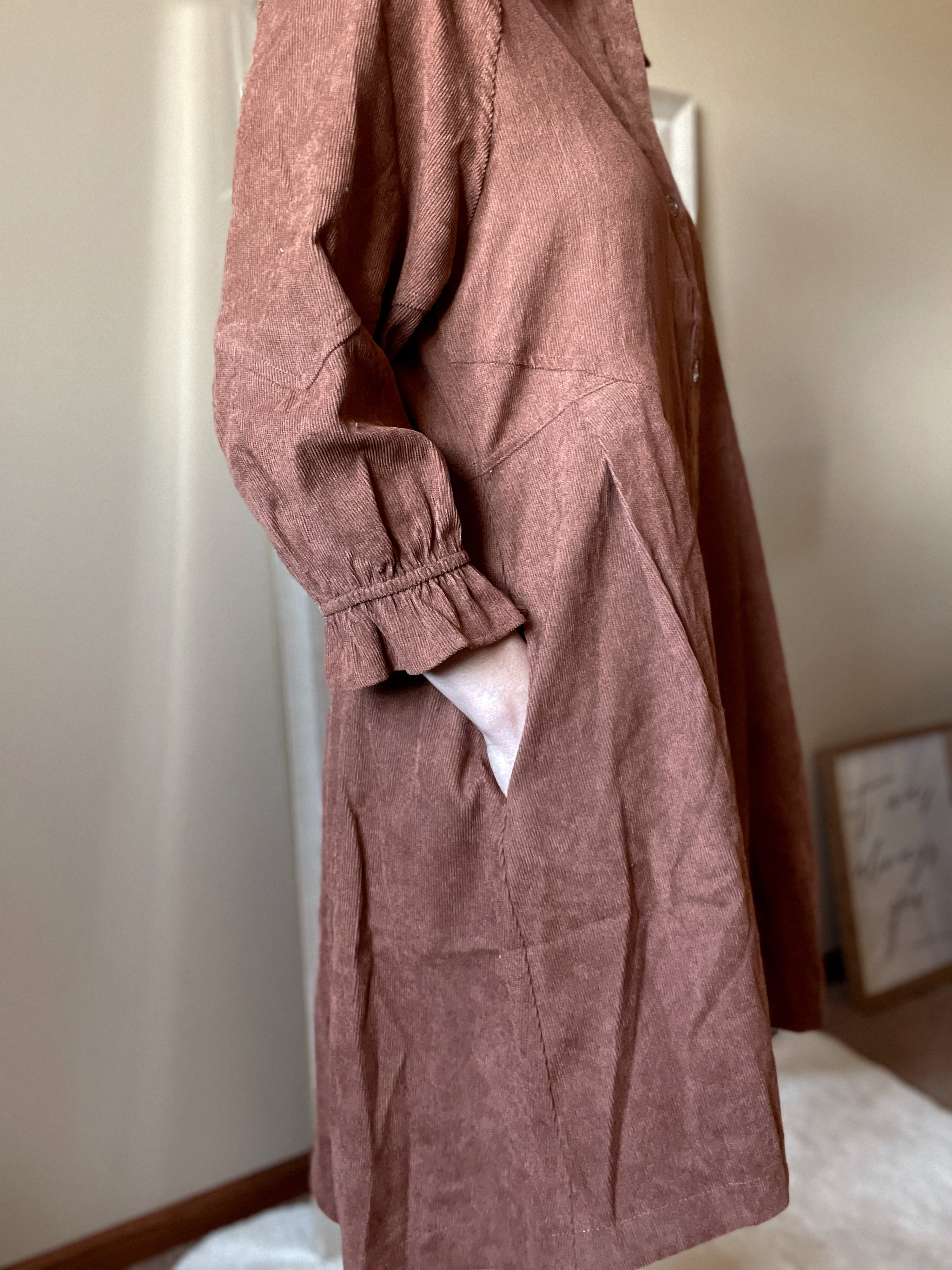 Brown Corduroy Button Down Dress – Thread & Table