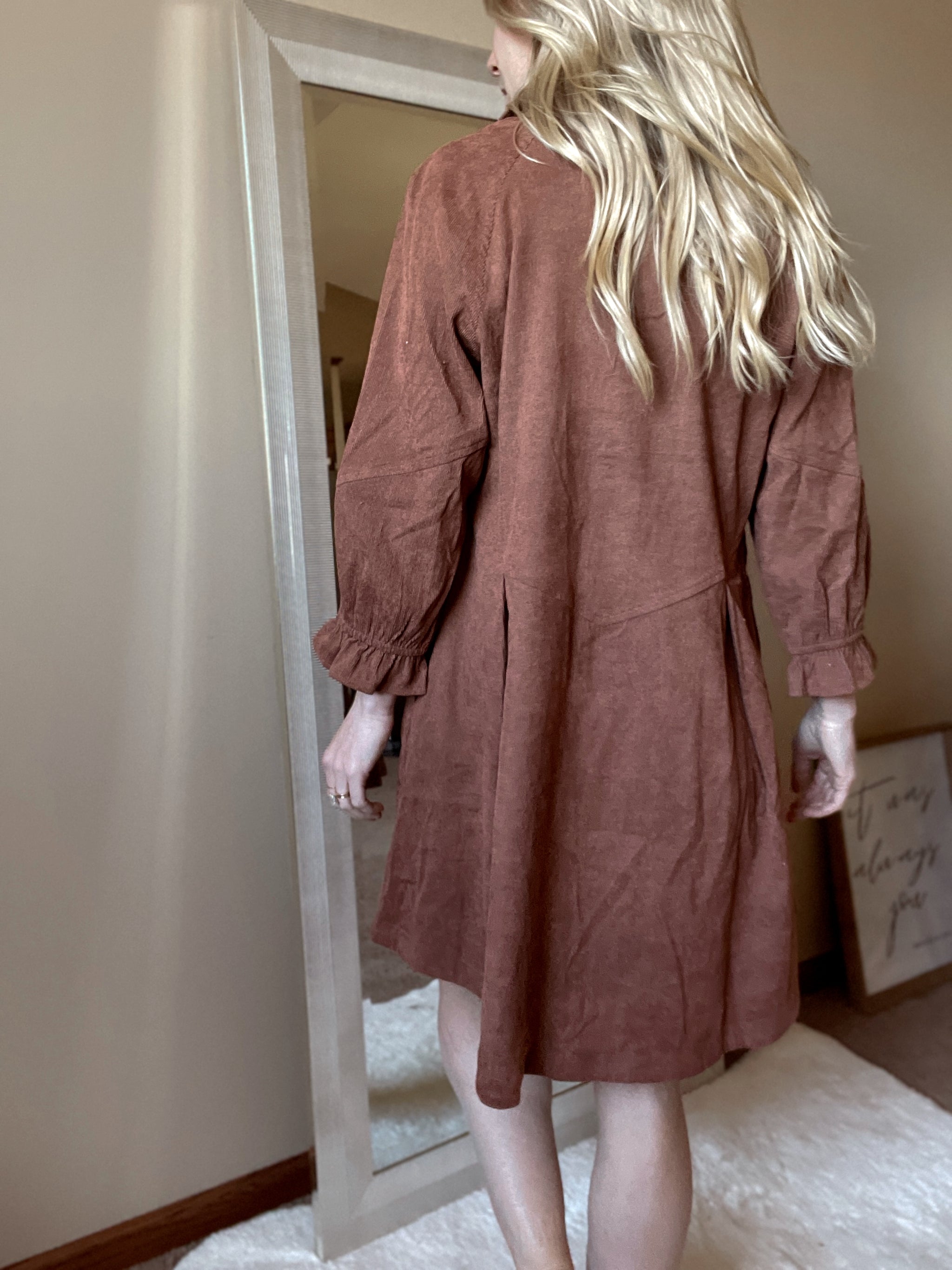 Brown Corduroy Button Down Dress – Thread & Table