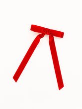 Load image into Gallery viewer, Alice Luxe Red Velvet Long Bow Barrette
