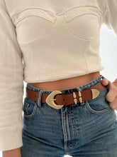 Load image into Gallery viewer, Brown Bronze Buckle Genuine Leather Belt
