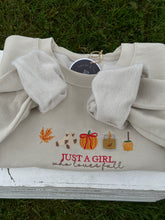 Load image into Gallery viewer, Just A Girl Who Loves Fall Embroidered Crewneck
