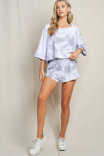 Load image into Gallery viewer, Grey + White Tie Dye Crop Lounge Set
