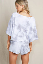 Load image into Gallery viewer, Grey + White Tie Dye Crop Lounge Set
