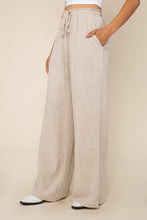 Load image into Gallery viewer, Wide Leg Rayon Linen Pant w/ Ruffle Waistband - Natural
