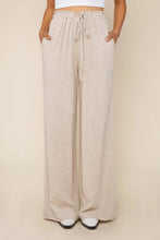 Load image into Gallery viewer, Wide Leg Rayon Linen Pant w/ Ruffle Waistband - Natural
