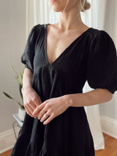 Load image into Gallery viewer, Penny Tiered Mini Black Dress
