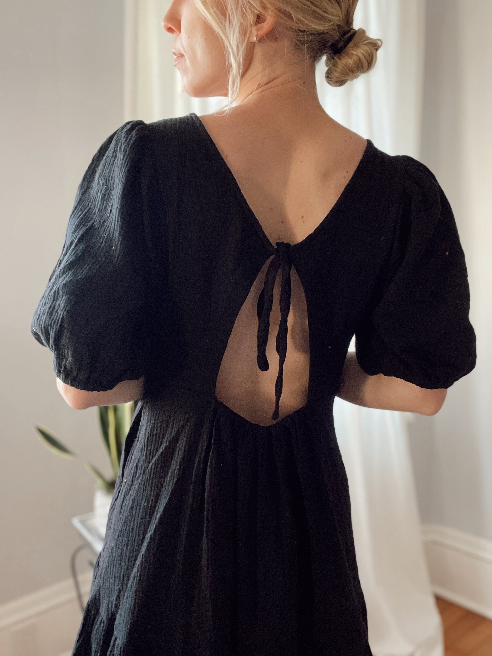 Penny Tiered Mini Black Dress Medium / Black / Contemporary
