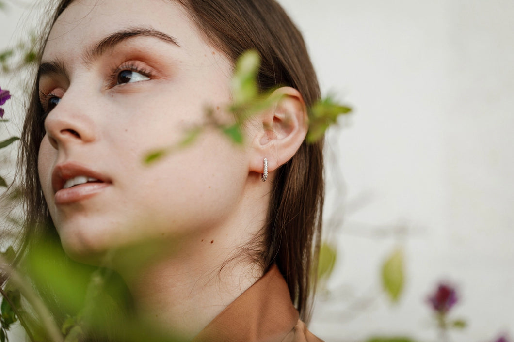 Sterling Silver Pavé Hoops