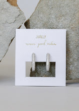Load image into Gallery viewer, Sterling Silver Pavé Hoops
