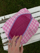 Load image into Gallery viewer, Pink Sherbet Gingham Quilted Large Pouch
