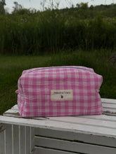 Load image into Gallery viewer, Pink Sherbet Gingham Quilted Large Pouch
