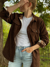 Load image into Gallery viewer, Roslyn Reversible Shacket in Brown Corduroy + Flannel
