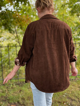 Load image into Gallery viewer, Roslyn Reversible Shacket in Brown Corduroy + Flannel
