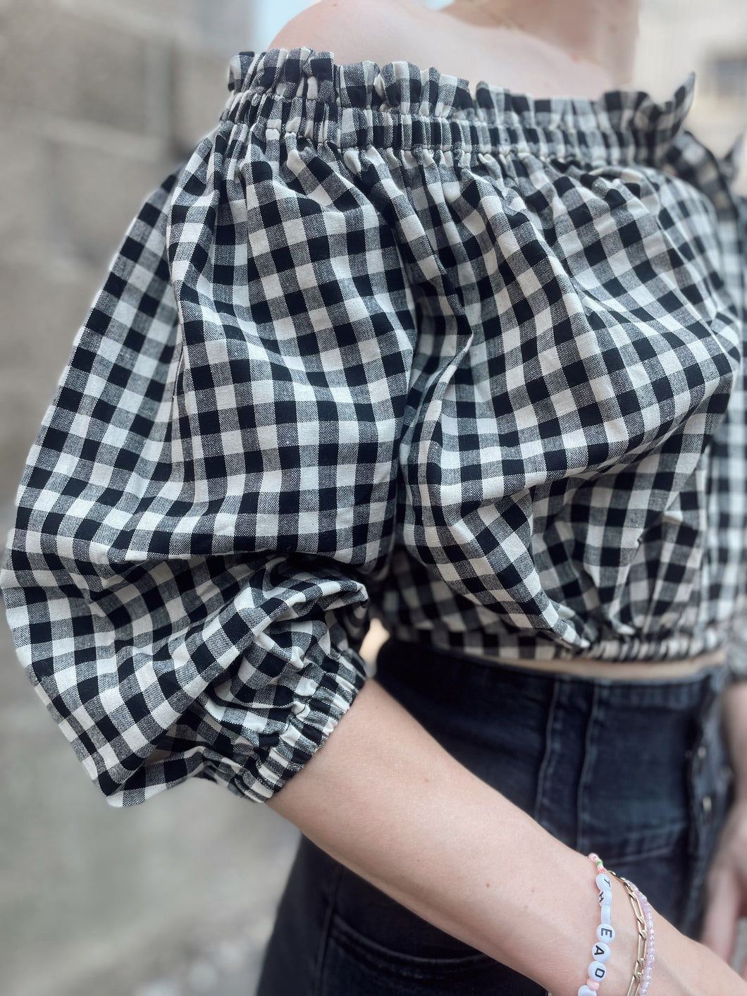 Gingham Cropped Blouse - Final Sale