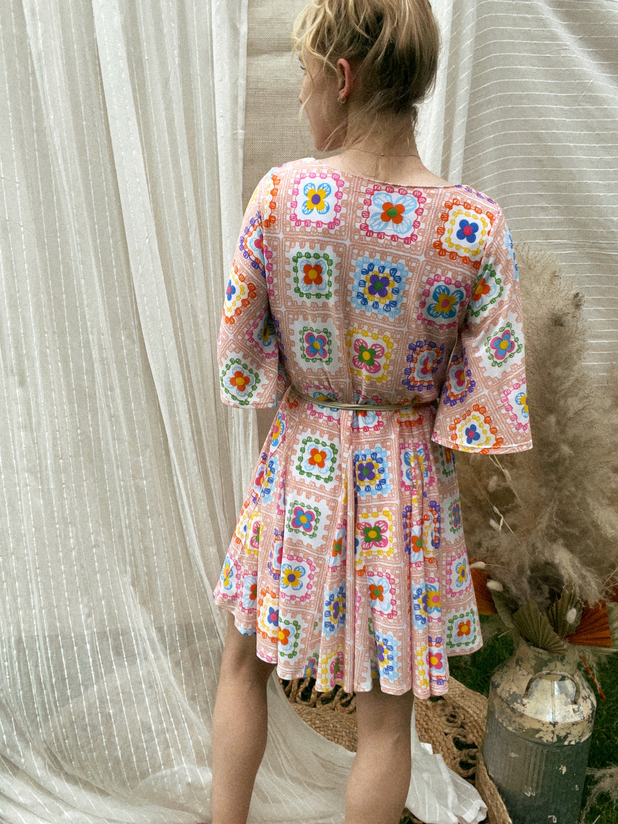 Crochet Print Dress