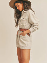 Load image into Gallery viewer, Echo&#39;s Distressed Denim Romper
