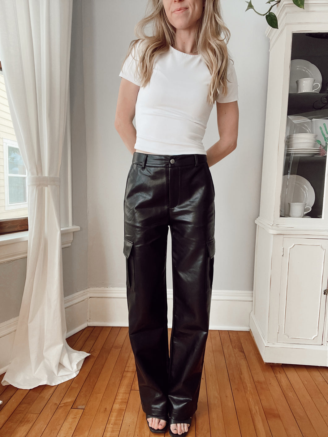 Walk This Way Faux Leather Cargo Pants