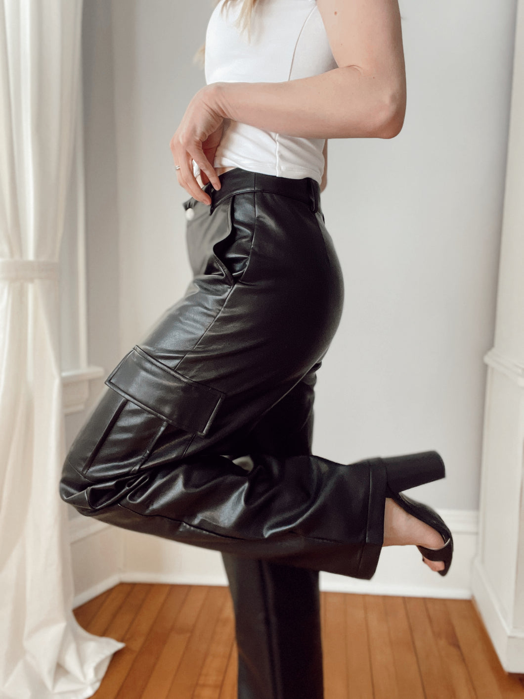 Walk This Way Faux Leather Cargo Pants